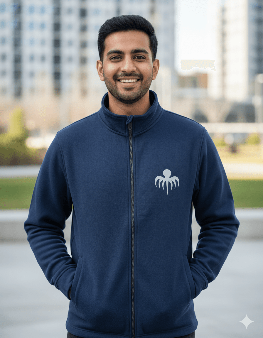Premium Spun Fleece Navy Full Zipper Jacket