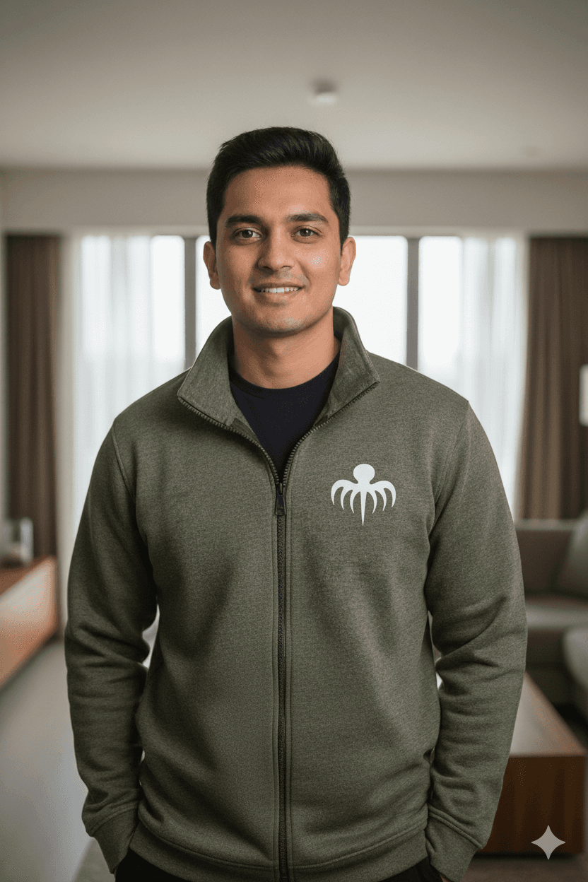 Premium Spun Fleece Olive Full Zipper Jacket
