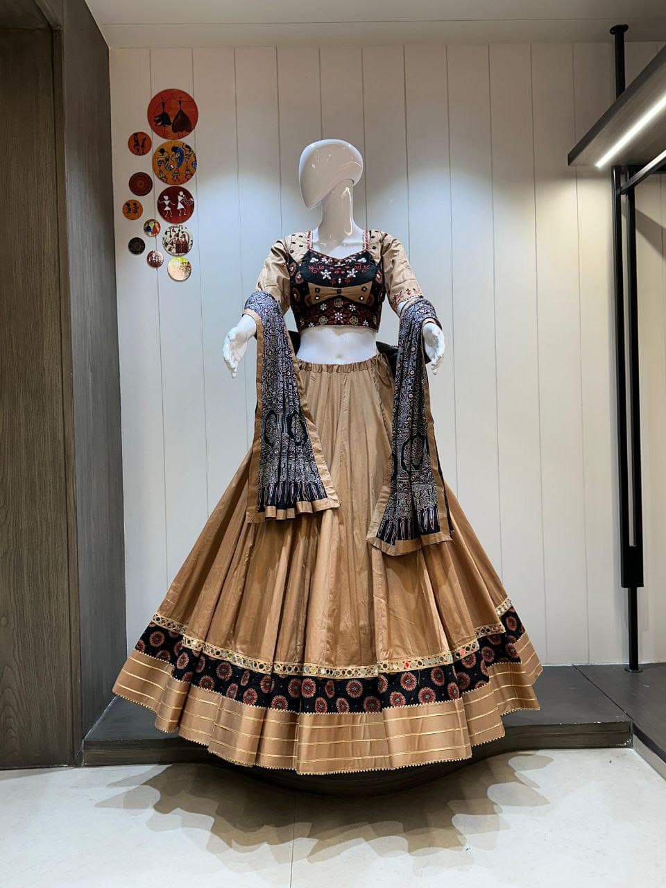 Pure Jam Cotton Chaniya Choli with Heavy Ajrakh Border Patta