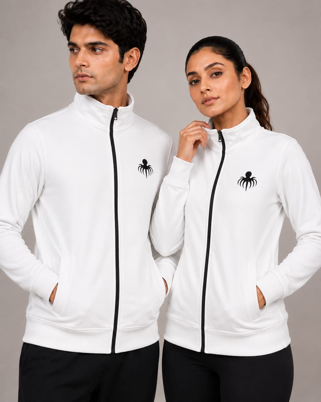 Premium Spun Fleece Arctic White Full Zip Jacket
