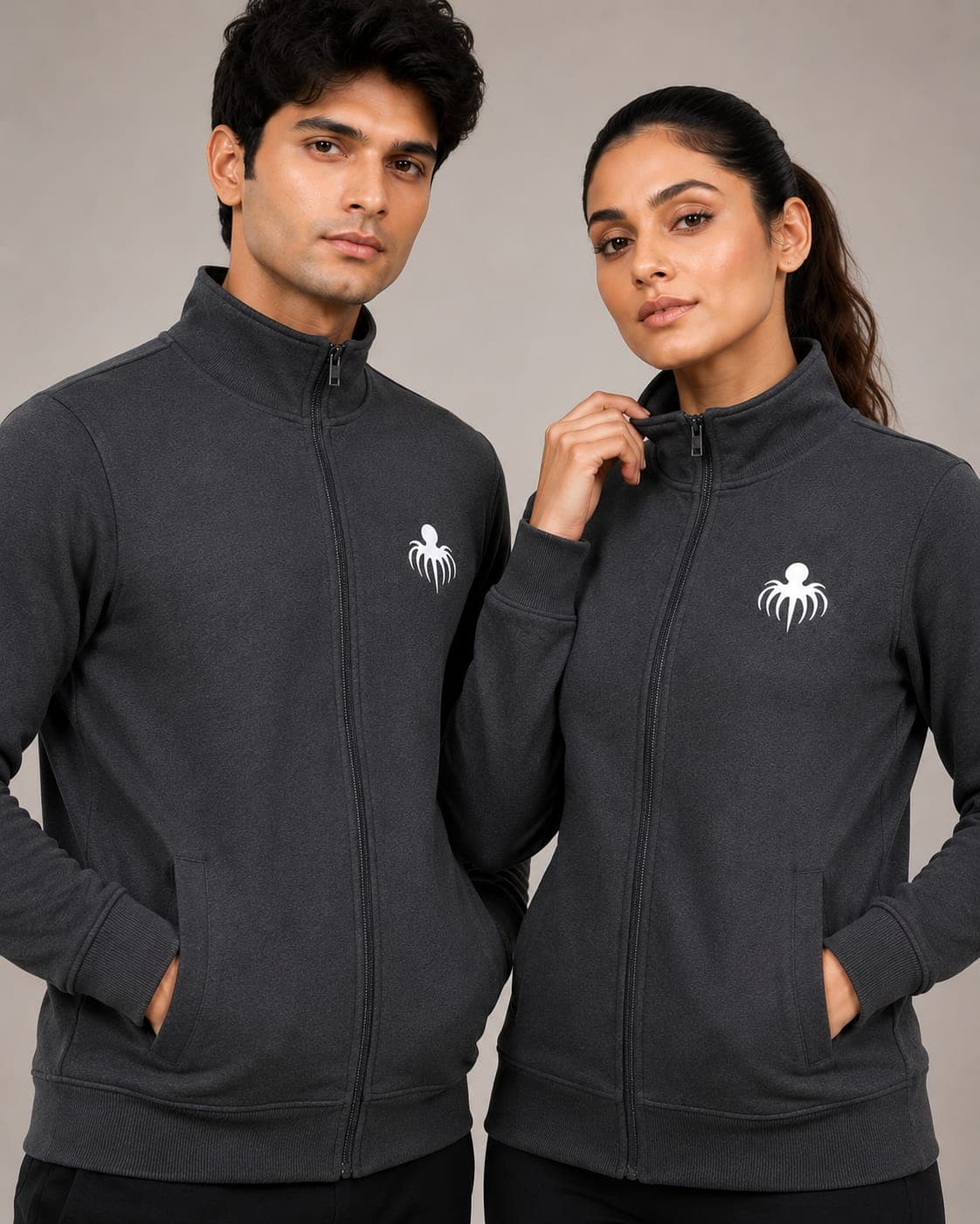 Premium Spun Fleece Heather Gray Full Zip Jacket