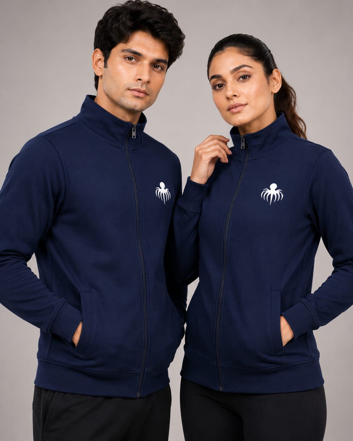 Premium Spun Fleece Navy Blue Full Zip Jacket
