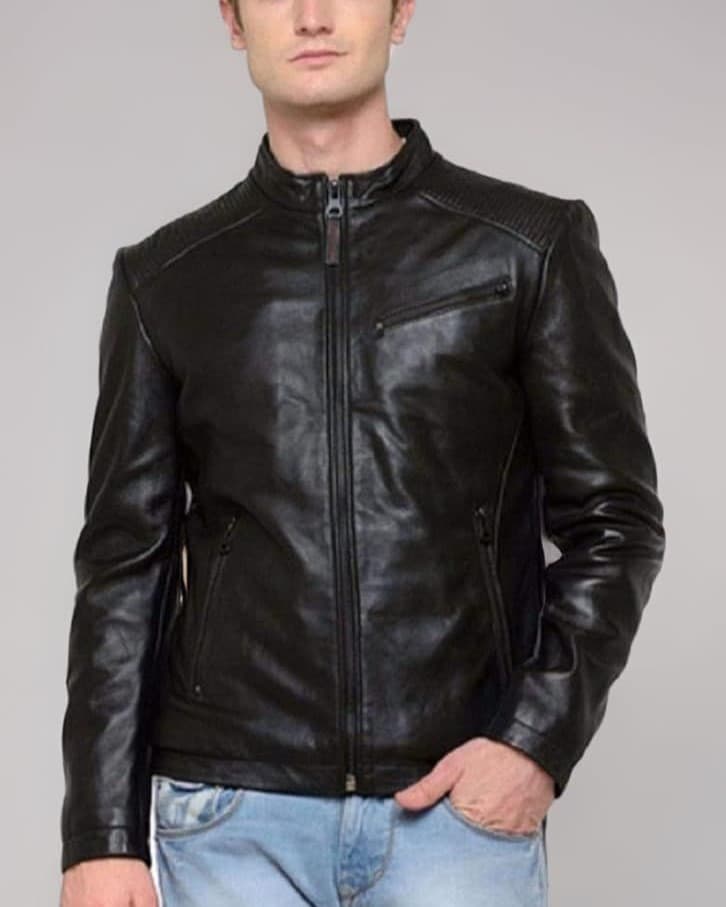 Slim Fit Racer Black Leather Jacket